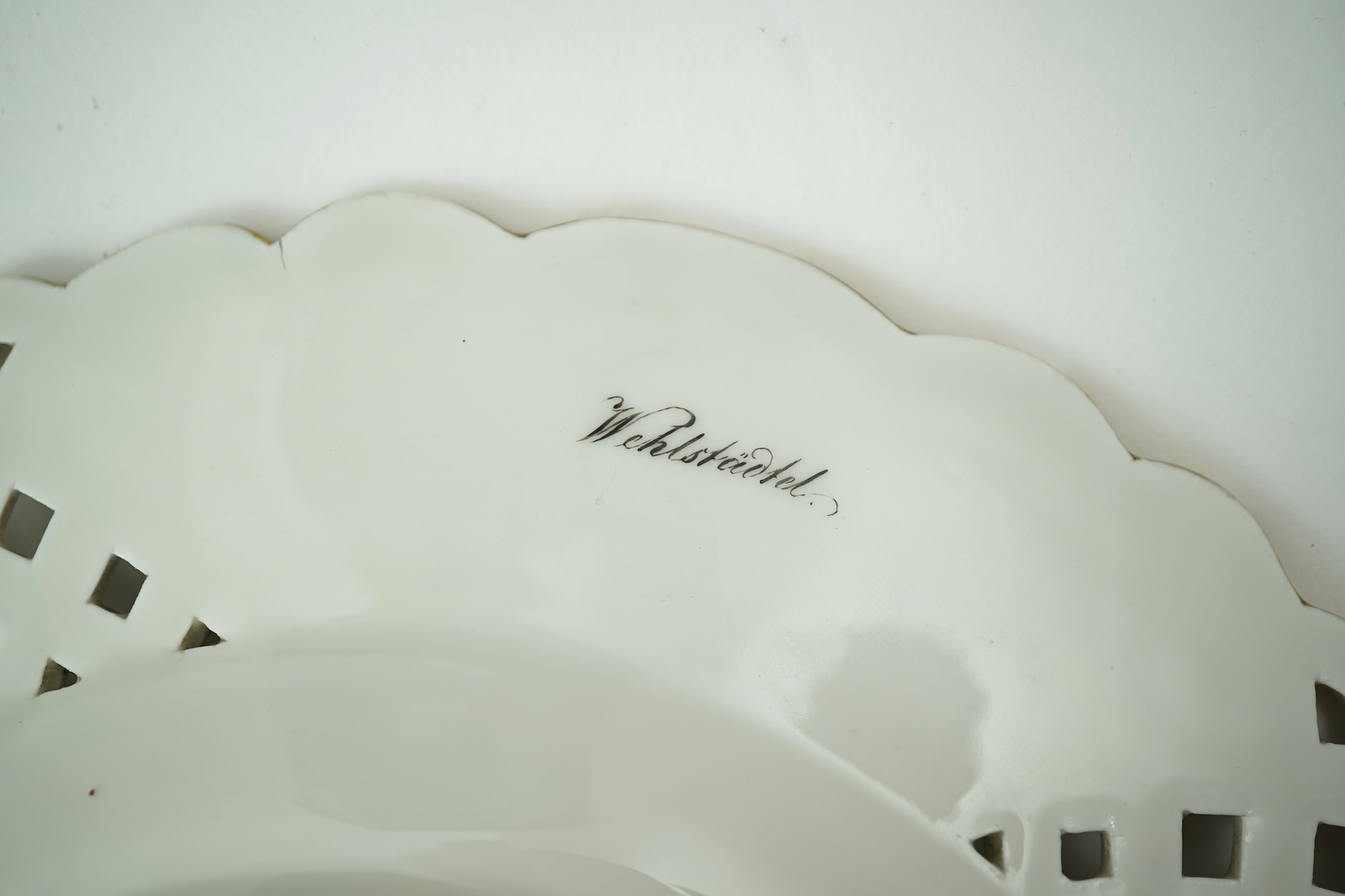 A Meissen topographical reticulated dresser plate, 19th century